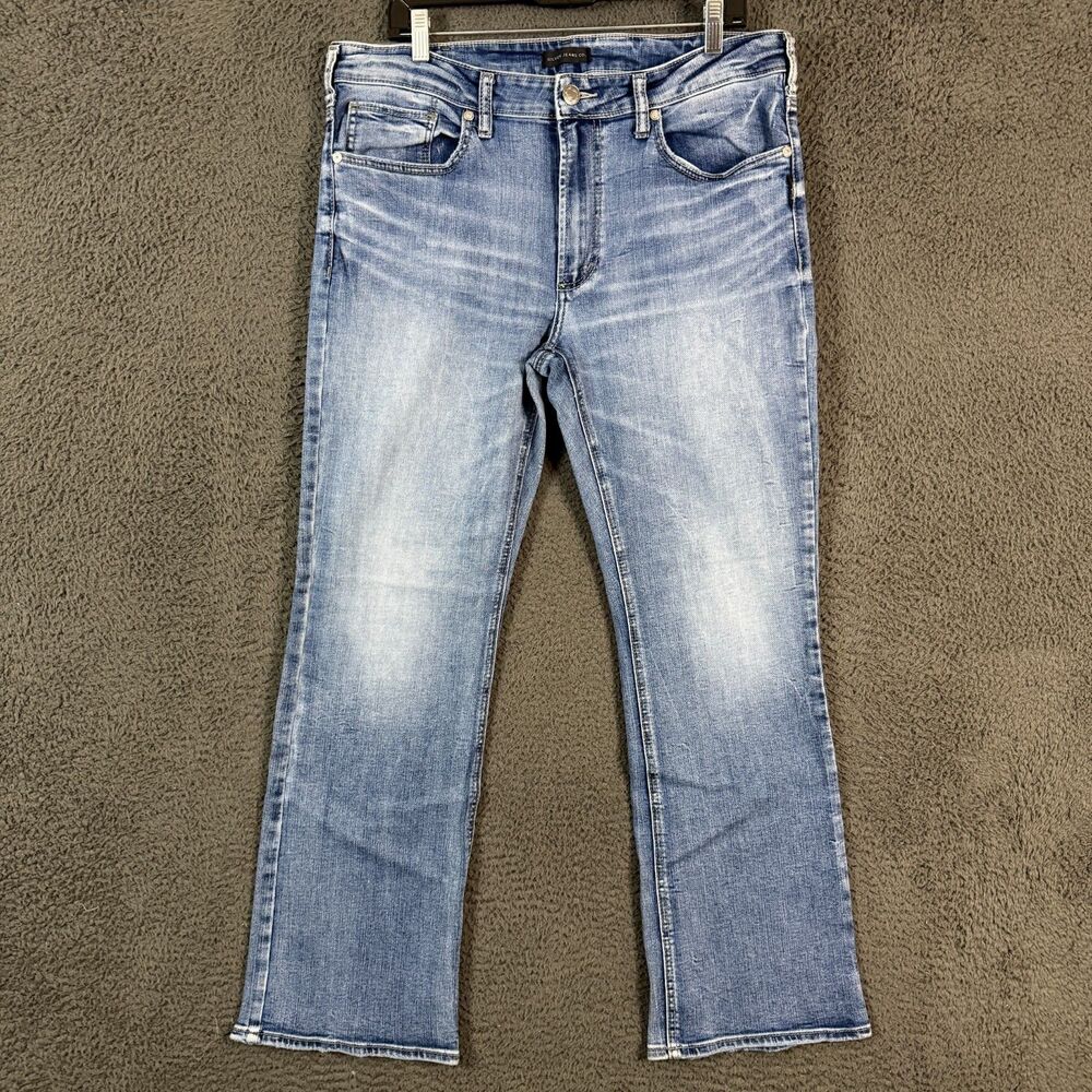 Silver Jeans Mens 36x30 Blue Craig Bootcut Light Wash Stretch Denim Pants